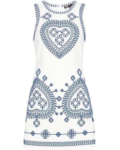 Maje Clover-embroidered Cotton Minidress - Blue