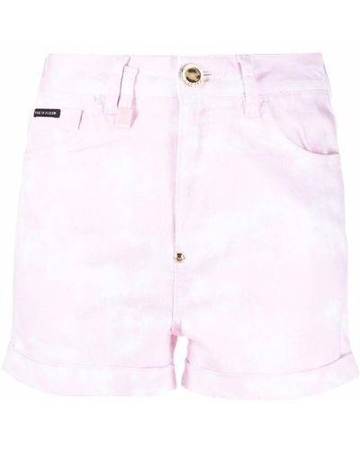 Philipp Plein Hexagon Denim Hot Pants - Pink