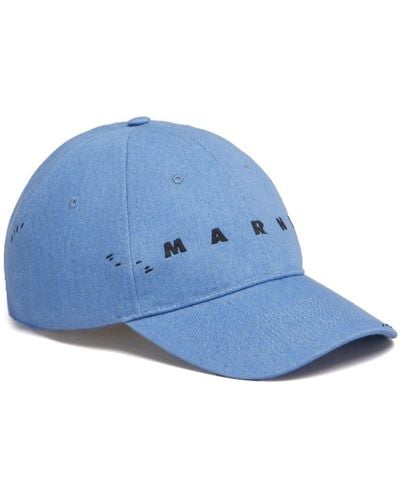 Marni Cappello da baseball denim con ricamo - Blu