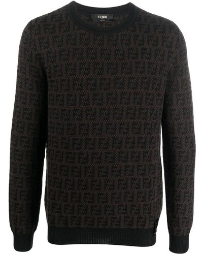 Fendi Ff Monogram Intarsia Sweater - Black