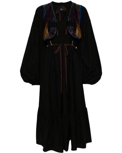 Kolor Vestido de paneles con cordones - Negro