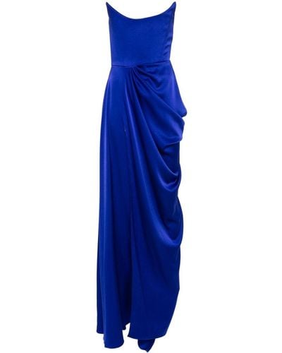 Alex Perry Draped-detail Crepe Gown - Blue