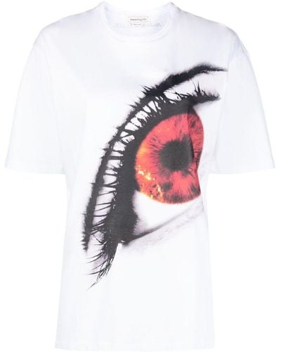 Alexander McQueen Eye-print Cotton T-shirt - White