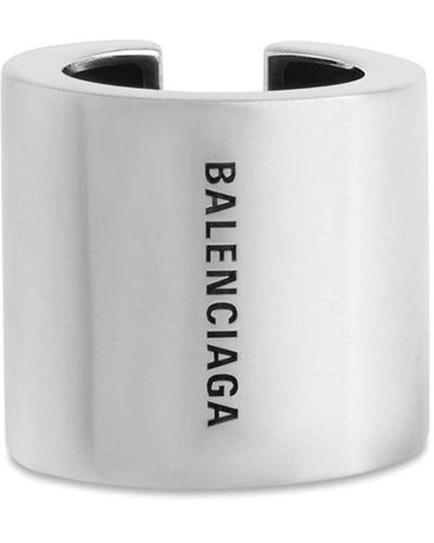 Balenciaga Logo-engraved Earring - White
