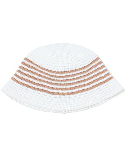 FIVE CM Striped Fine-knit Bucket Hat - White