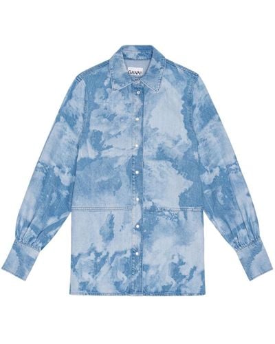 Ganni Bleach-wash Denim Shirt - Blue