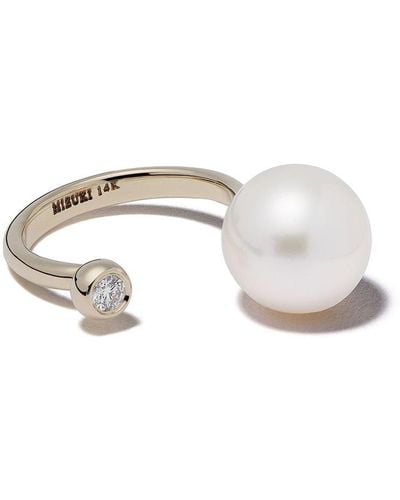 Mizuki 14kt Yellow Gold Pearl And Diamond Ring - White