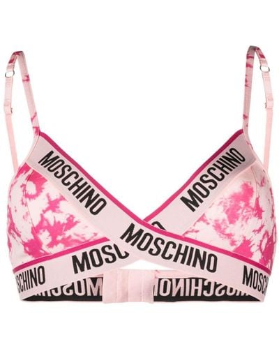 Moschino Soutien-gorge à bande logo - Rose
