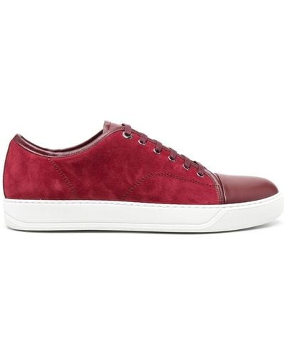 Lanvin Dbb1 Leather And Suede Trainers - Red