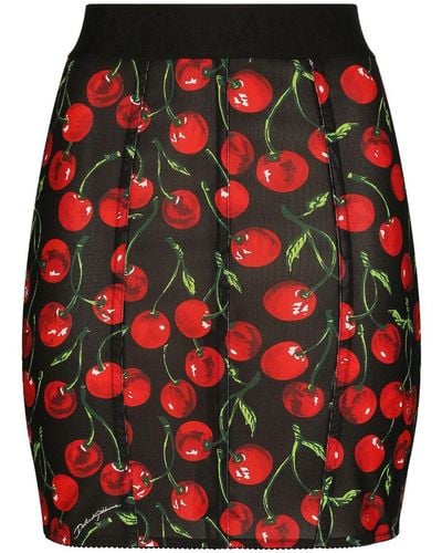 Dolce & Gabbana Minifalda con motivo de cerezas - Rojo