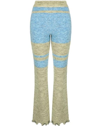 ANDERSSON BELL Striped Knitted Flared Trousers - Blue