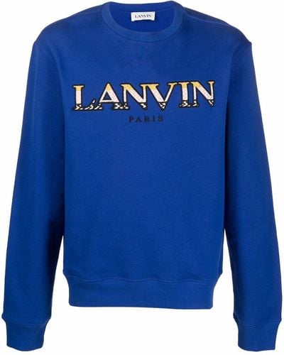 Lanvin Logo-embroidered Crew-neck Sweatshirt - Blue