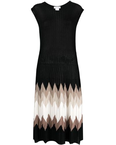 Le Tricot Perugia Vestido con motivo en zigzag - Negro