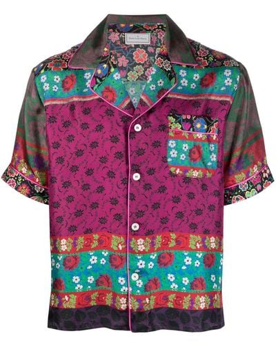 Pierre Louis Mascia Camisa con estampado floral y rayas - Rosa