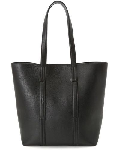 agnès b. Logo-debossed Leather Tote Bag - Black