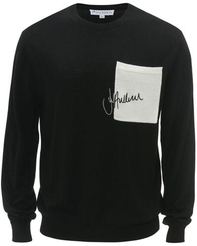 JW Anderson Logo-embroidered Crew-neck Sweater - Black