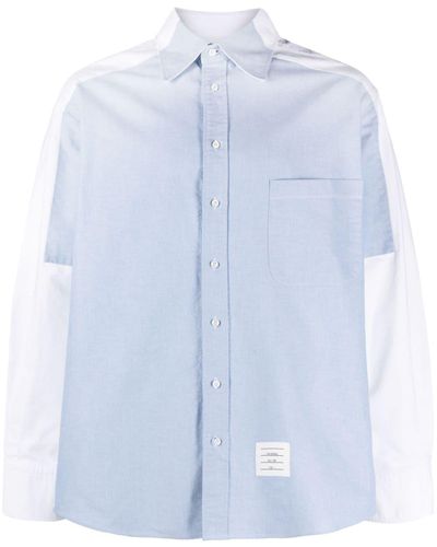 Thom Browne Hemd mit Kontrasteinsätzen - Blau