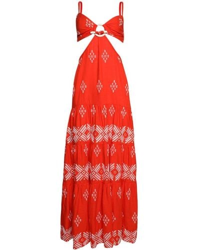 Johanna Ortiz Geometric-pattern Maxi Dress - Red