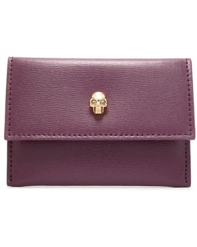 Alexander McQueen Skull-appliqué Leather Cardholder - Purple