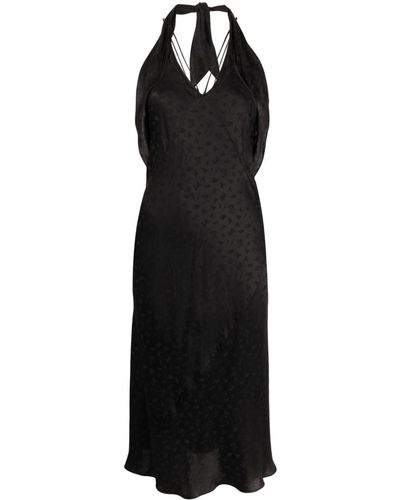 Kiko Kostadinov Cheetah-print Halterneck Midi Dress - Black