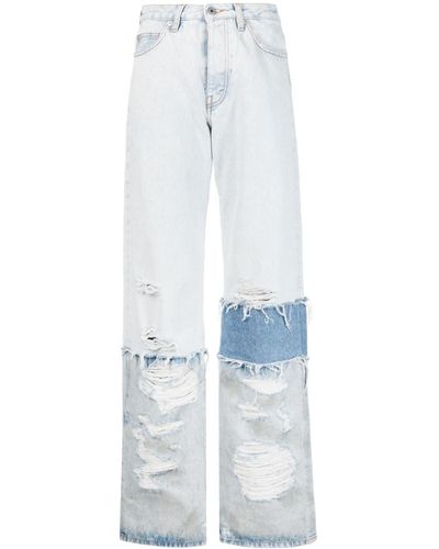 Heron Preston Jeans dritti con design patchwork - Blu