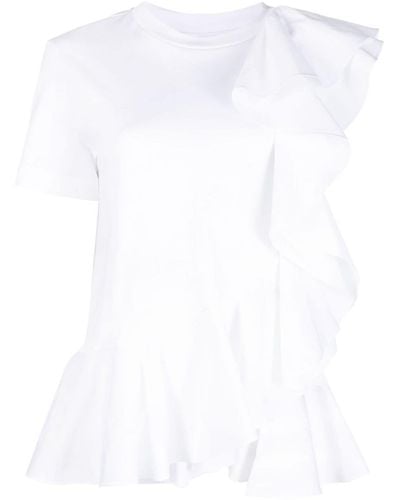 Alexander McQueen Asymmetric Ruffled T-shirt - White