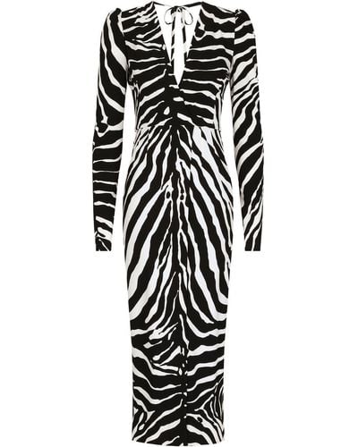 Dolce & Gabbana Zebra-print Long-sleeve Dress - Black