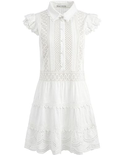Alice + Olivia Meeko Embroidered Minidress - White