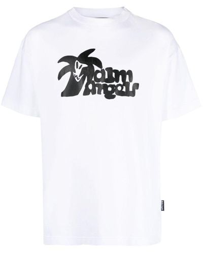 Palm Angels Skizzenhaftes Logo T -Shirt - Blanco