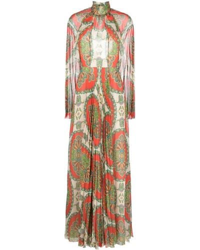 Etro Paisley-print Pleated Dress - Natural