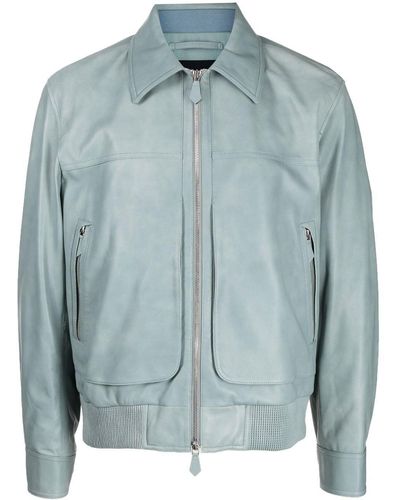 MAN ON THE BOON. Leather Zip-up Jacket - Blue