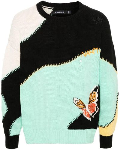 NAHMIAS Butterfly Intarsia-knit Sweater - Black