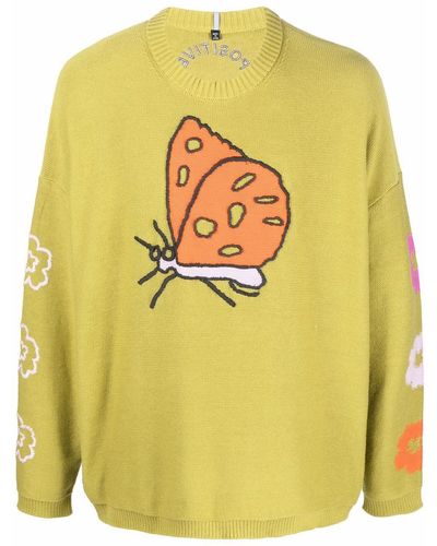 McQ Butterfly-motif Cotton Sweater - Green
