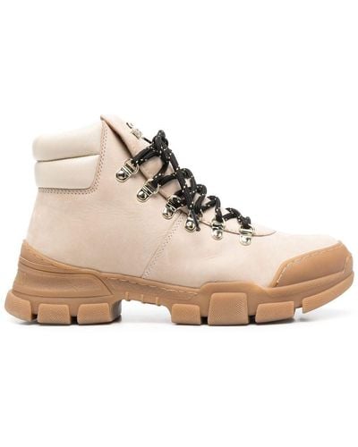 Love Moschino Lace-up Ankle Boots - Natural