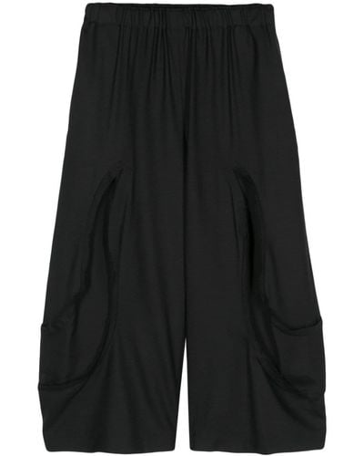 Comme des Garçons Cropped Trousers With Stitching Detail - Black