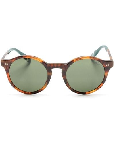 Polo Ralph Lauren Tortoiseshell-effect Round-frame Sunglasses - Green