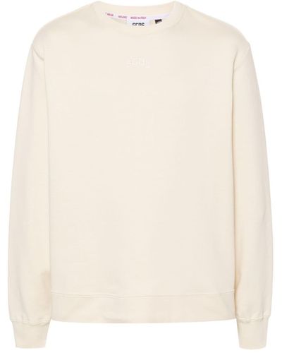 Gcds Logo-embroidered Cotton Sweatshirt - Natural