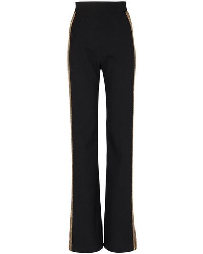 Balmain Sequin-embellished Wide-leg Trousers - Black