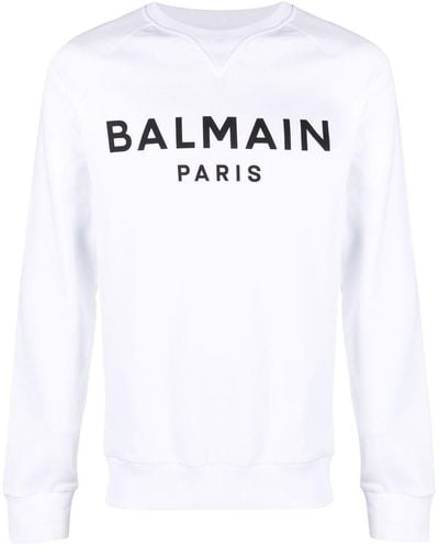 Balmain Logo-print Crew Neck Sweatshirt - White