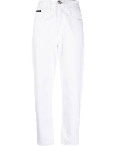 Philipp Plein Jeans a vita alta - Bianco