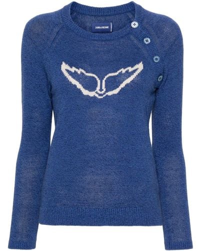 Zadig & Voltaire Regliss Logo-intarsia Sweater - Blue