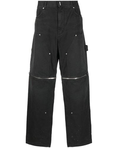 Givenchy Pantalones rectos con detalle de cremallera - Negro