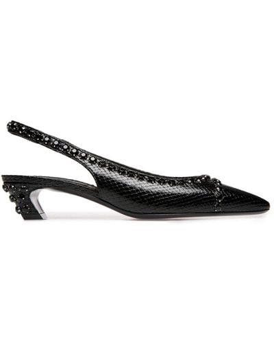 Bally Sylt Snakeskin-embossed Slingback Court Shoes - Black