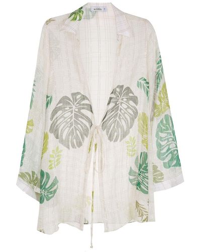 Amir Slama Palm Leaf Print Beach Shirt - Multicolor