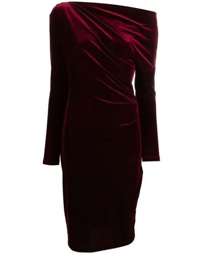 Ralph Lauren Boat-neck Velvet Midi Dress - Red
