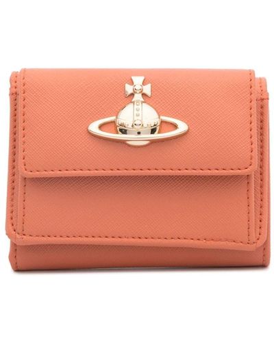 Vivienne Westwood Orb-plaque Leather Wallet - Orange