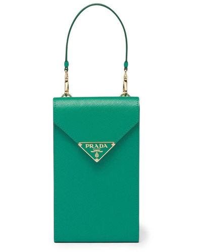 Prada Logo-plaque Leather Mini Bag - Green