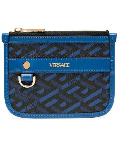 Versace Sacoche en cuir à imprimé Greca - Bleu