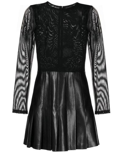 Alice + Olivia Chara Sheer-sleeve Mini Dress - Black