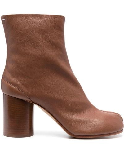 Maison Margiela Tabi 80mm Leather Ankle Boots - Brown
